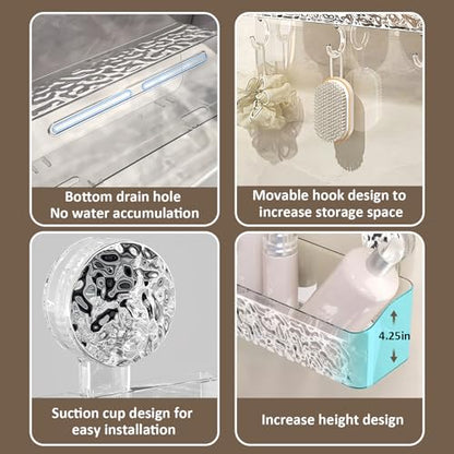 Shower Caddy Suction Cup, Wall Mounted Rack Organizer Removable Bathroom Shelf, No Drilling Larger Storage Rack Upgraded, Bathroom Suction Caddy - style: Large size, 1 piece