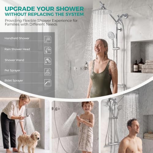 3 Way G1/2 Shower Diverter Valve, Solid Metal Shower Head Splitter | Premium Shower Arm Diverter for Handheld Shower Head, Fixed Spray Head, Rainfall Showerheads, Easy To Install, Chrome