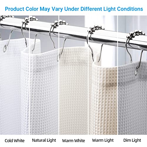 AmazerBath Extra Long Shower Curtains 84 Inches Tall, Waffle Shower Curtain White Heavy Duty, Extra Tall Shower Curtain Fabric, Hotel Quality Bathroom Shower Curtains, 72x84 Inches - color: White, size: 72"W x 84"L (Pack of 1)