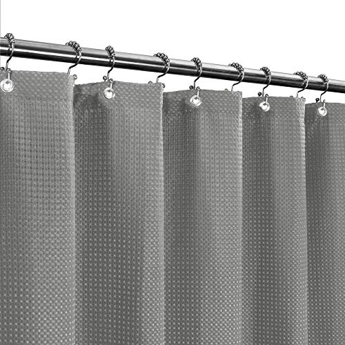 Barossa Design Waffle Weave Stall Shower Curtain Fabric 36 x 72 Inch, Gray | Hotel Luxury Spa, 230 GSM Thick Fabric, Water Repellent, Machine Washable, 36W x 72H for Small Stall - color: Grey, size: 36"W x 72"L (Pack of 1)