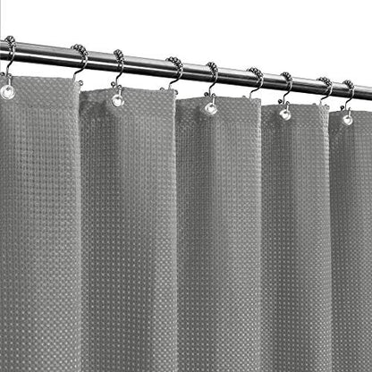 Barossa Design Waffle Weave Stall Shower Curtain Fabric 36 x 72 Inch, Gray | Hotel Luxury Spa, 230 GSM Thick Fabric, Water Repellent, Machine Washable, 36W x 72H for Small Stall - color: Grey, size: 36"W x 72"L (Pack of 1)