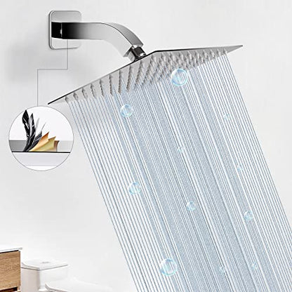 Shower Arm with Flange and Teflon Tape, Wall Mounted Square Shower Pipe 304 Stainless Steel Extension Arm for Fixed Shower Head & Handheld Shower (6 Inch, Chrome) - color: Chrome, style: 6 Inch