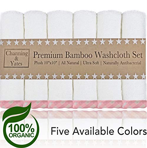 Channing & Yates Premium Boutique Baby Washcloths - (6-Pack) Organic Plush Washcloths 2X Thick & Soft - Helps Eczema - Adult Face Washcloths - (Pink on White) - color: Pink Gingham