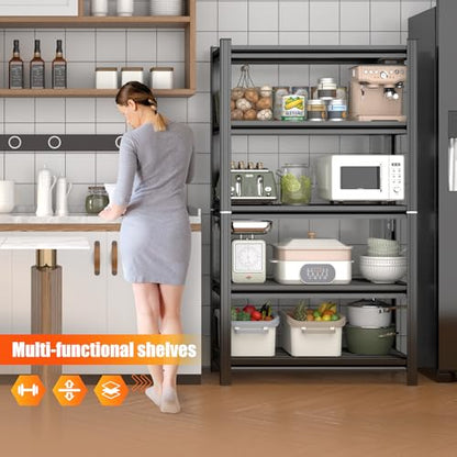 35" Wide 5-Wire Shelving Metal, Storage Shelves 5-Tier, Utility Shelf Rack, Heavy Duty Adjustable, 2000 LBS Capacity, Study and Stable Organizer Rack for Kitchen Pantry Closet, Black, 16" Dx72 H - size: Wire 5 Tier-72"H*36"W*16"D
