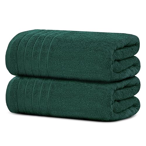 2 Piece Extra Large Bath Sheets 35 x 70 Inches, Hunter Green | 100% Cotton, Larger & Lighter Weight, Quicker to Dry, Super Soft & Absorbent, Oversized Bath Towels - color: Hunter Green