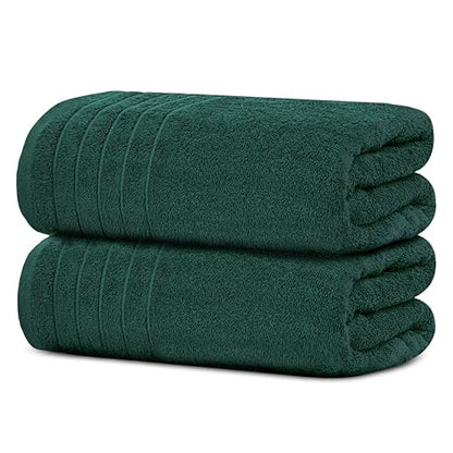 2 Piece Extra Large Bath Sheets 35 x 70 Inches, Hunter Green | 100% Cotton, Larger & Lighter Weight, Quicker to Dry, Super Soft & Absorbent, Oversized Bath Towels - color: Hunter Green
