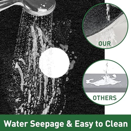 Shower Mat Non Slip,27 x 27 Inch Extra Large Bath Mat with Drain,Soft Square Loofah Shower Stall Mat Bathtub Mat for Bathroom,Without Suction Cups (Black) - color: Black