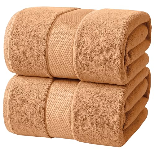 Infinitee Xclusives Jumbo Bath Sheets Towels for Adults – 600 GSM (35X70 Inches)– 100% Ring Spun Cotton, Soft and Absorbent Large Bath Towels for Bathroom - color: Cosmic Sand, size: Bath Sheets - 2 Pack