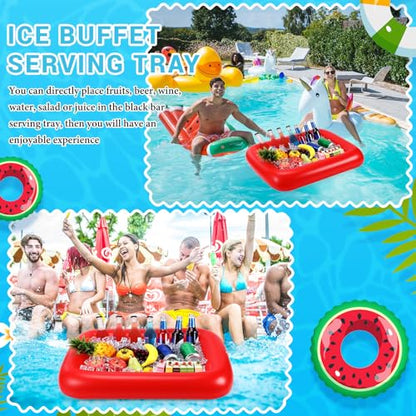 FillTouch Rectangular Inflatable Serving Bar Floating Drink Holder for Pool Inflatable Cup Holders Hot Tub Accessories, Adults Swimming Fun Drink Floats for Swimming Pool Party(Red) - color: Red