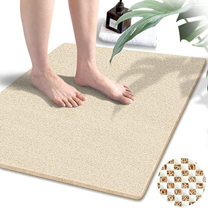 godehone Shower Mats Non Slip Without Suction Cups, PVC Loofah Bathroom Mats, Loofah Mats for Shower and Bathroom, Quick Drying, 23.6× 34.6 Inch, Beige - color: Beige, size: 34.6" x 23.6" (Rectangular)