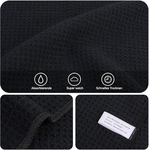 Waffle Microfiber Dish Cloths Black Kitchen Towels, Cleaning Cloth | Quick Dry Absorbent Dish Rags Dishcloths Barista Towels 12x12 Inch 10Pack - color: Black, size: 12in x 12in 10 Pack