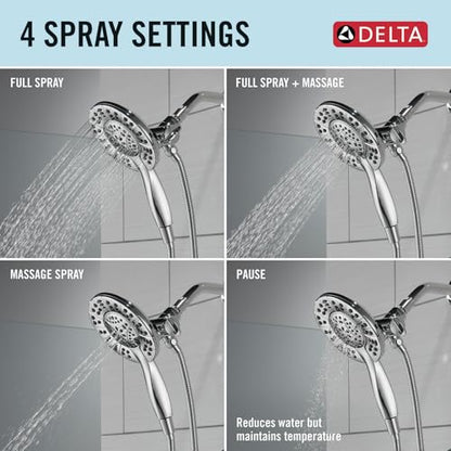 Delta Arvo 14 Series Chrome Shower Faucet Set with In2ition 2-in-1 Dual Shower Head with HandHeld Spray Combo, Valve Trim Kit, Chrome 142840-I (Valve Included) - color: Chrome
