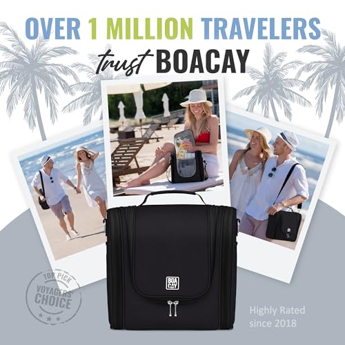 Extra Large Hanging Travel Toiletry Bag for Women and Men, Makeup Bag - color: (X-Large) Sapphire Black - Gray Interior
