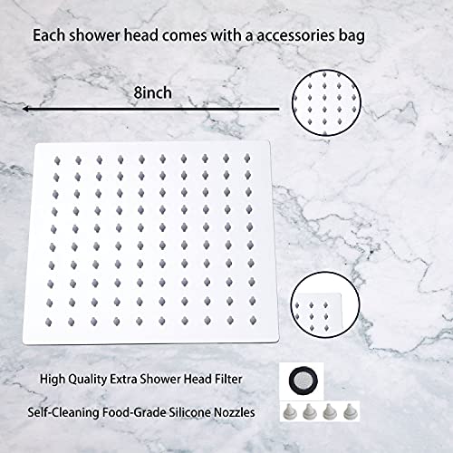 Square 6 Inch Stainless Steel Shower Head High Pressure Rainall Shower Head Chrome Ultra Thin Design-Best Pressure Boosting with Silicone Nozzle Easy to Install - color: Chrome, size: Square
