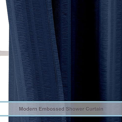 Aiyufeng Moga Navy Blue Shower Curtain, 3D Design Fabric Shower Curtains, Premium Spa Quality Modern Shower Curtains for Bathroom, 36"x72", Dark Blue - color: Navy Blue, size: 36"W x 72"L (Pack of 1)