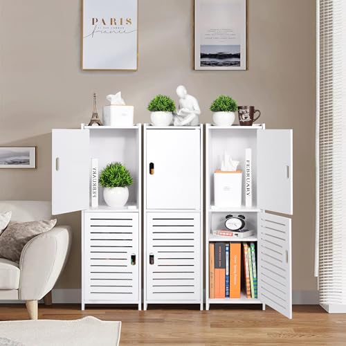 YARUKIMA Bathroom Floor Storage Cabinet,White