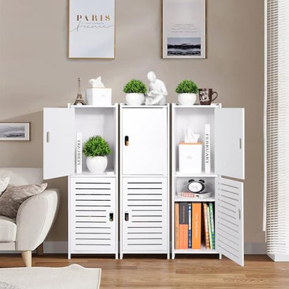 YARUKIMA Bathroom Floor Storage Cabinet,White