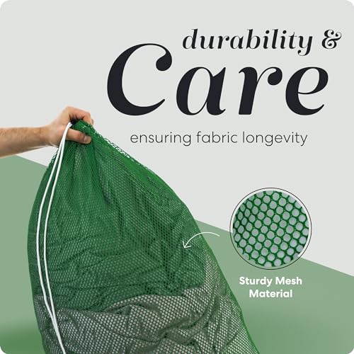 Handy Laundry Mesh XL Laundry Bags - Durable, Machine Washable with Secure Drawstring Closure - Perfect for College Dorms, Laundromats, Apartments (Green, Large 24" x 36") | XL 24x36 Mesh Laundry Bag, Secure Drawstring, Heavy Duty, Machine Washable, for D