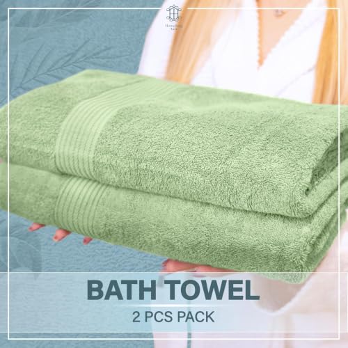 Luxe 2-Piece Bath Towel Set – Large Soft Cotton Towels, Absorbent, Durable & Skin-Friendly, Machine Washable, 27 x 54 in (Sage Green) - color: Sage Green
