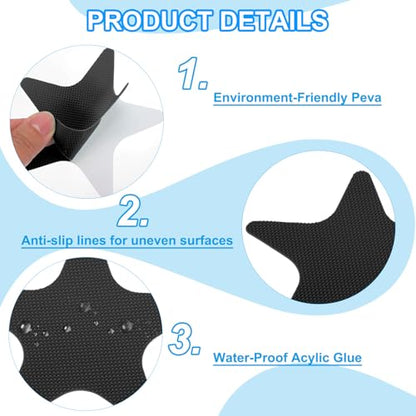 PATIKIL Bathtub Non Slip Stickers 4.13x4.13 Inch, 6 Pack Star Safety Shower Floor Anti Slip Stickers with Adhesive Decals Scraper for Bath Tub Shower Floor Stair, Black - color: Black