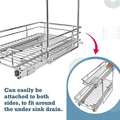 HOLDN’ STORAGE Under Sink Organizers and Storage, 11" W x 18" D x 15" H | 2-Tier Under-Sink Organizer, Full-Extension Slides, Keeps Cleaning Supplies, Bottles & Essentials Easy To Reach - size: 11" W x 18" D