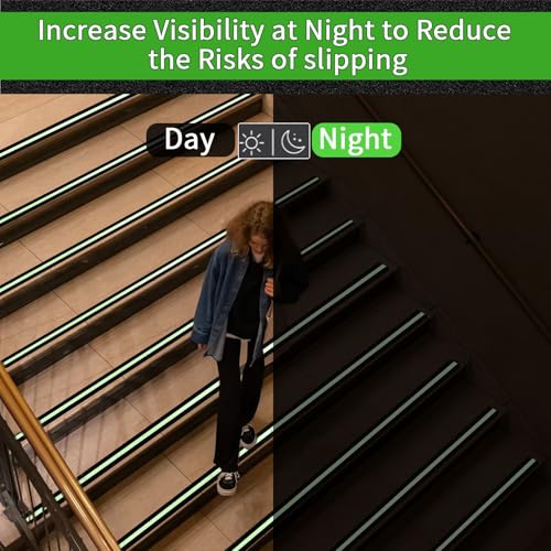 Glow in Dark Anti Slip Tape, 2" x35FT Heavy Duty Waterproof Safety Grip Tape for Stairs, Pool, Bathroom - Black & Glow Stripe Indoor/Outdoor Multi-Purpose Traction Tape - size: 2IN x 35FT