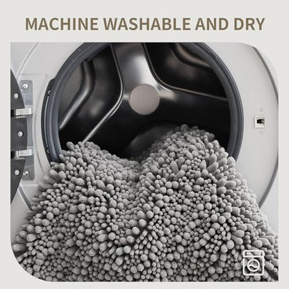 Toilet Rugs U-Shaped Mat 24x24, Contour Bathroom Mat - Ultra Soft & Absorbent Chenille, Quick-Dry, Machine Washable with Non Slip Barrier Backing, Grey - color: Grey, size: 24" X 24"(Toilet Rug)