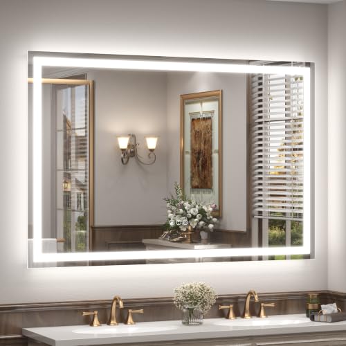 60x40 Inch LED Bathroom Mirror, Backlit and Front Lighted | Large Dimmable Vanity Mirror with Lights, Anti-Fog, Shatterproof, Memory, 3 Colors, ETL Listed - color: Frameless, size: 60"L x 40"W