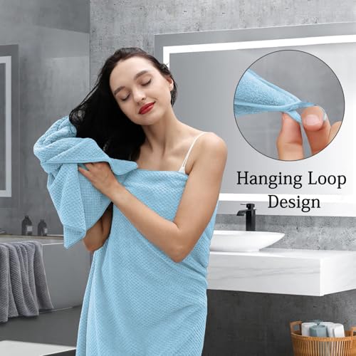 Hailea Extra Large Bath Towels Set 35x70 Inches - Blue Luxury 600 GSM Oversized Bath Sheet Towel,Ultra Soft Microfiber - Quick Dry,Highly Absorbent Shower Towels Spa Hotel Bathroom Towel Set (4-Pack) - color: Blue Set, size: 4-Piece Set
