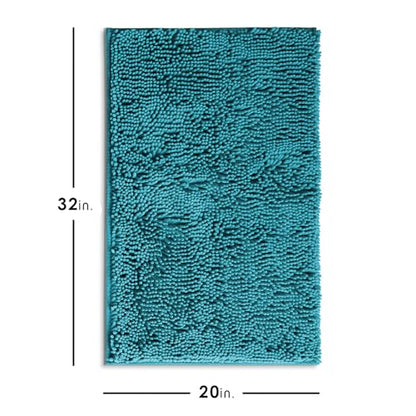 Hearth & Harbor Bathroom Rugs, Chenille Bath Mat - Machine Washable Bath Mats for Bathroom Non-Slip Backing Rubber, Quick Dry Bathroom Mat - color: Teal, style: 20 x 32