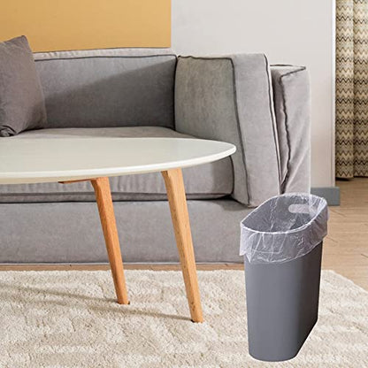 ROYFACC Small Trash Can Plastic Bathroom Wastebasket 3.2 Gallon Slim Garbage Container Bin with Handle for Home Kitchen Bathroom Bedroom Office, 2 Pack (Grey) - color: Grey