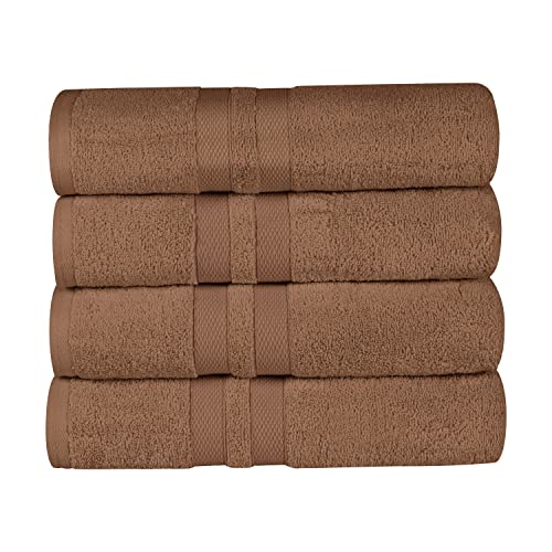 Superior Ultra-Soft 4-Piece Cotton Bath Towel Set, Home Essentials Includes 4 Bath Towels, Absorbent Towels for Daily Use, Guest/Master Bathroom Decor, Shower Basics, Quick Dry - Chocolate - color: Chocolate, size: Bath Towel (4-Pack)