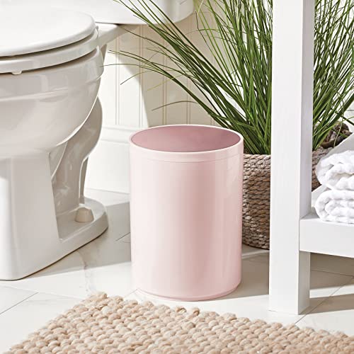 mDesign Plastic Small Slim Round 1.7 Gallon/6.5 Liter Trash Can with Removable Swing Lid - Light Pink/Rosette Pink - color: Light Pink/Rosette