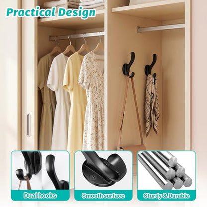 Coat Hooks Heavy Duty - Wall Mount Metal Towel Hooks Screw-in Wall Hooks for Hanging Hat, Towel, Key, Robe, Scarf, Bag, Cap (6 PCS Black) - color: Black