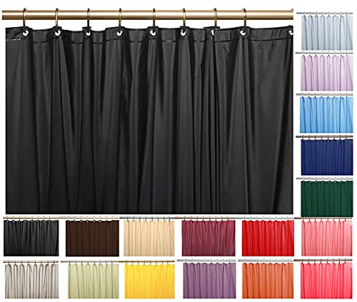 Elegant Heavy Duty Vinyl Shower Curtain Liner with 12 Metal Grommets Black - color: Black