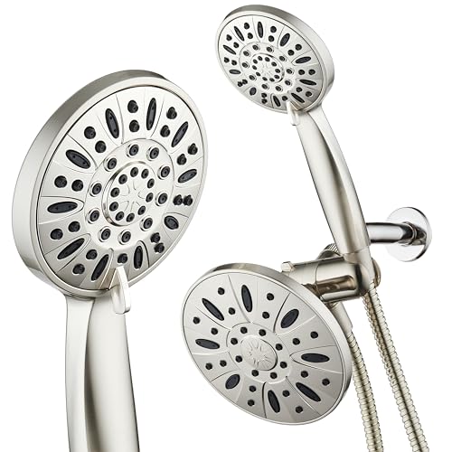 AquaDance Premium High Pressure 3-Way Rainfall Combo Combines The Best of Both Worlds-Enjoy Luxurious Rain Showerhead and 6-Setting Hand Held Shower Separately or Together, Satin Nickel - color: Satin Nickel