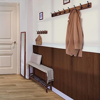 WEBI Rustic Coat Rack Wall Mount,35.43" Long 8 Cast Iron Coat Hooks Wall Mounted,Heavy Duty Wall Coat Hanger Hooks for Hanging Coats,Clothes,Jacket,Brown - color: Brown, size: 35 Inch