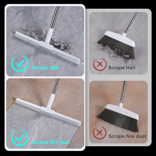 Rubber Squeegee Broom for Floor,62" Long Handle Window Squeegee, Silicone Pet Hair Remover,Magic Broom for Indoor Cleaning,Cleans Glass, Hair, fine dust, Liquids, Suitable for Smooth Floors, Rugs - size: Large (1 in 1)