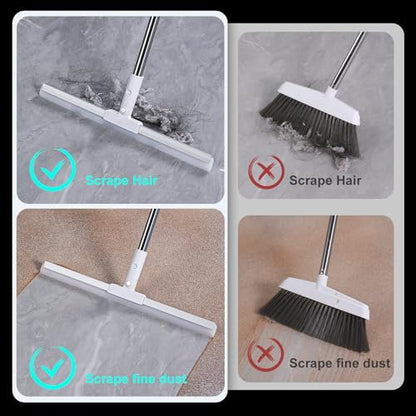 Rubber Squeegee Broom for Floor,62" Long Handle Window Squeegee, Silicone Pet Hair Remover,Magic Broom for Indoor Cleaning,Cleans Glass, Hair, fine dust, Liquids, Suitable for Smooth Floors, Rugs - size: Large (1 in 1)