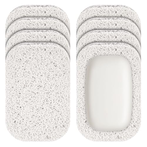 8 Pack Soap Holder, White Bar Soap Saver Dish for Shower, 4.5" x 3" | High-Efficiency Drainage & Non-Slip, Lift Pads Sponge Tray for Kitchen Sink, Bathroom, Travel, Hotel Cleaning Supplies - color: White