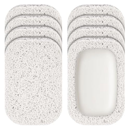 8 Pack Soap Holder, White Bar Soap Saver Dish for Shower, 4.5" x 3" | High-Efficiency Drainage & Non-Slip, Lift Pads Sponge Tray for Kitchen Sink, Bathroom, Travel, Hotel Cleaning Supplies - color: White