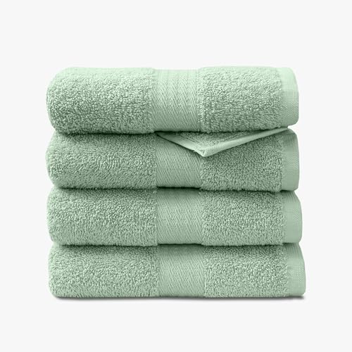 1888 Mills 4 Pack Premium Hand Towel Set, True Classics Premium Cotton Blend, Super Soft and Highly Absorbent Hand Towels for Bathroom, Hotels, Spa and Gym, Green - color: Green, size: Hand Towel (Pack of 4)