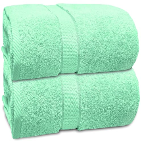 Bath Sheets Extra Large (35x70 Inches), 100% Ring-Spun Cotton, 600 GSM - Super Soft, Highly Absorbent, Premium Hotel Quality Bath Towels Set of 2 - Mint Green - color: Mint Green