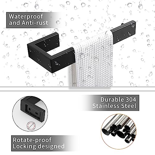 Fapully 8 Piece Bathroom Hardware Accessories Set Matte Black | Stainless Steel, Wall Mounted,24'' Towel Bar - color: Matte Black, style: 8 Piece