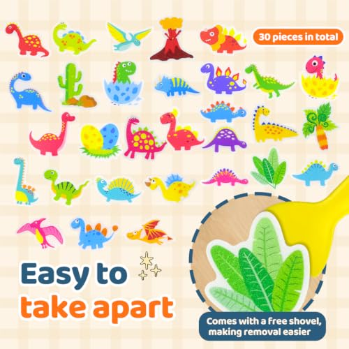 30 PCS Non Slip Bathtub Stickers for Kids, Cute Anti-Slip Shower Treads with Premium Scraper, Waterproof Safety Appliques for Bathroom Tub, Shower Floor, Stairs (Dinosaur) - color: Dinosaur