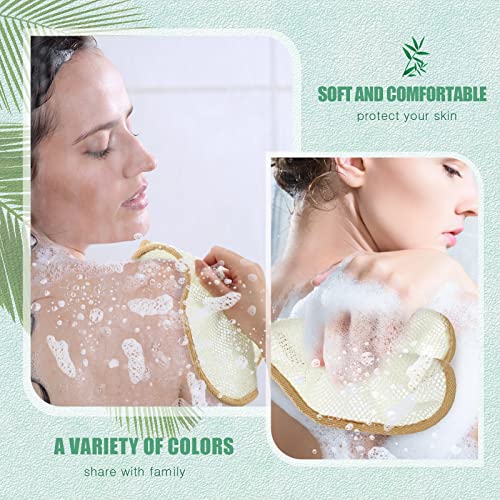 Tatuo 10 Count Exfoliating Wash Cloths for Body and Face Facial Bath Scrub Soft Weave Loofah Towel Exfoliate Bath Towel Remove Dead Skin Wash Cloth for Women Man (Khaki Edge) - color: Khaki Edge