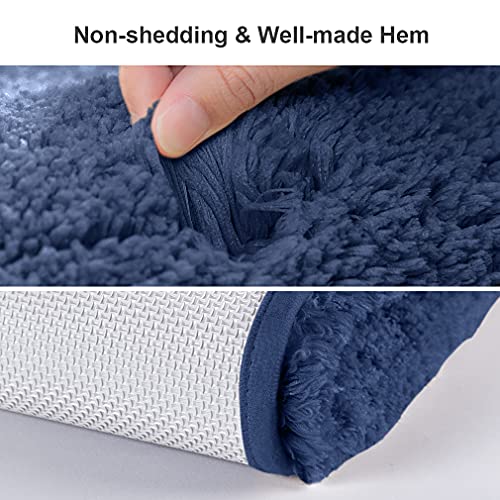 VANZAVANZU Bath Mats Non Slip Ultra Soft Absorbant Microfiber Fluffy Thick Bathroom Rugs Machine Washable (16"x24", Navy Blue) - color: Navy Blue, size: 16"x24"