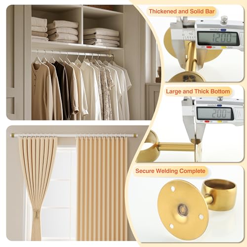 Alise Gold Curtain Rod Holder Bracket 1-1/2Inch Dia,Closet Rod Holders | Wall Mounted,Ceiling Mount Curtain Rod Flange Brackets,Stainless Steel,Curved Curtain Rod Holders,for Bathroom,Kitchen,4 Pack - color: Golden Finish, size: 38mm/1-1/2 Inch Dia.