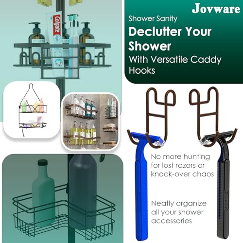 Shower Caddy Hooks, Razor Hanger for Shelf and Loofah (Bronze - 2 Open) - color: Bronze - 2 Open