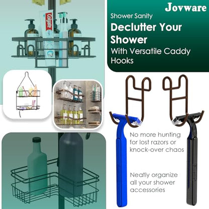 Shower Caddy Hooks, Razor Hanger for Shelf and Loofah (Bronze - 2 Open) - color: Bronze - 2 Open